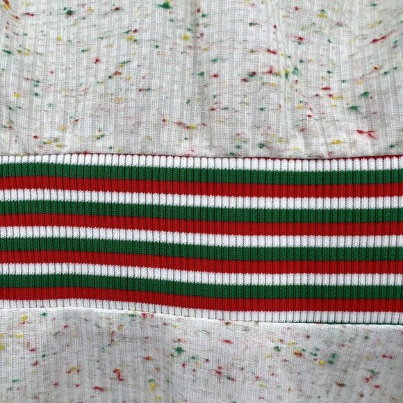 Vintage 70's V Neck Knit Fortrel Polyester Confetti‎ Striped Knit Midi Dress - Picture 5 of 5